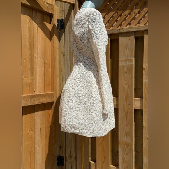 🆕 BRONX & BANCO 🧿 NWOT Courtney Long Sleeve White Lace Mini Dress, Sz XL US 10 - Picture 6 of 16